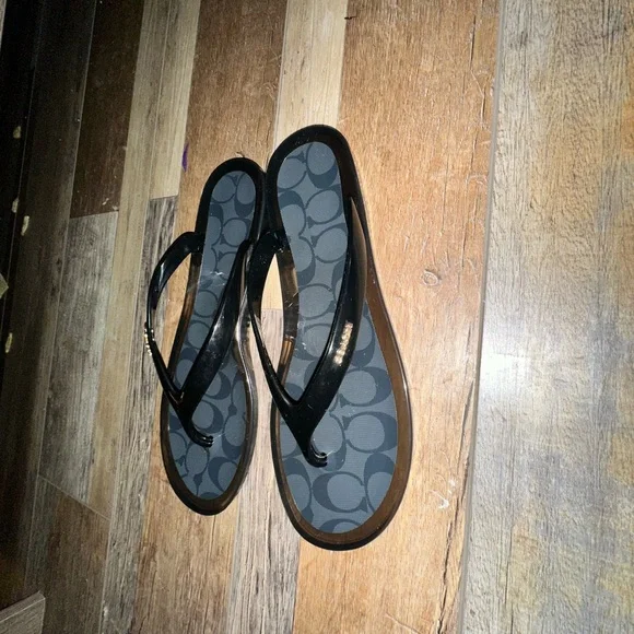 COACH BLACK THONG SANDAL FLATS WOMENS 9 NWT - Picture 5 of 8